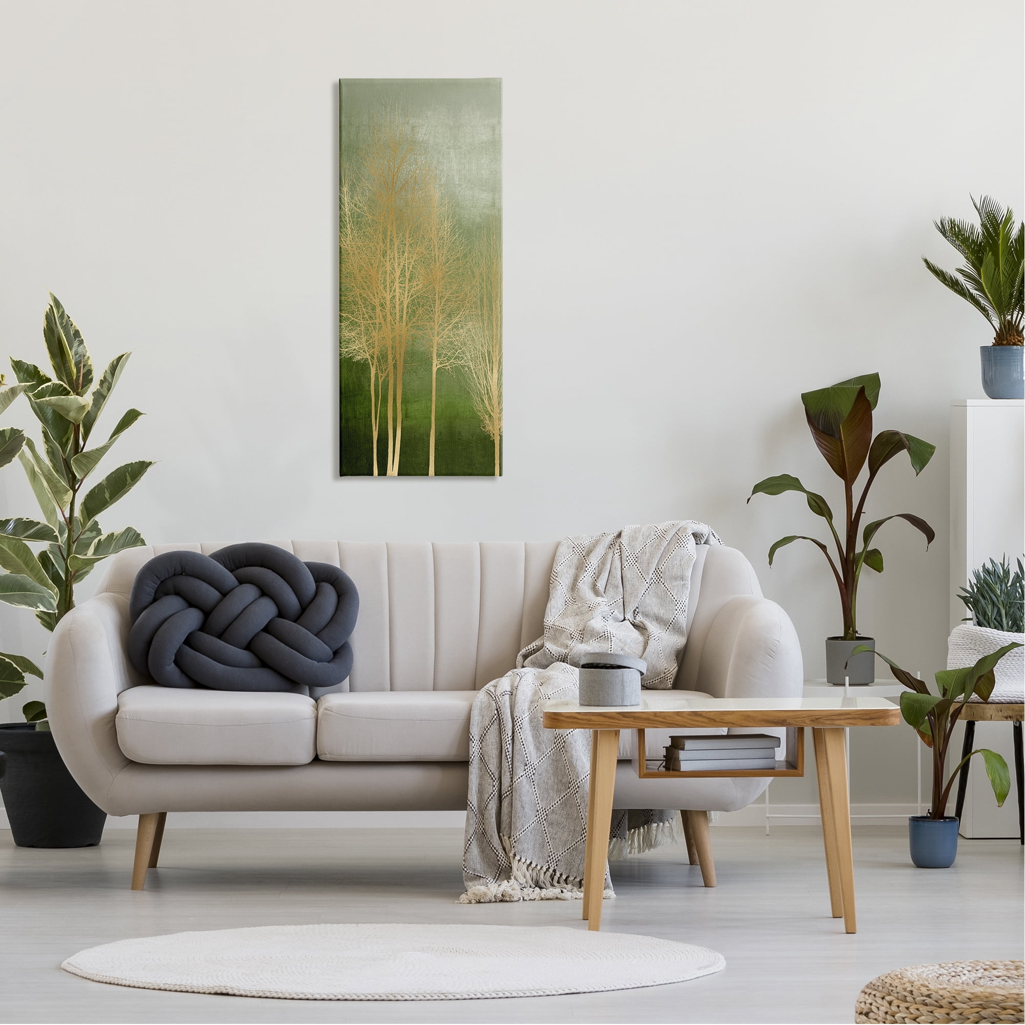 Stupell Industries Trees with Glam Detail Botanical & Floral Painting Gallery Wrapped Canvas Print Wall Art, 17 x 40