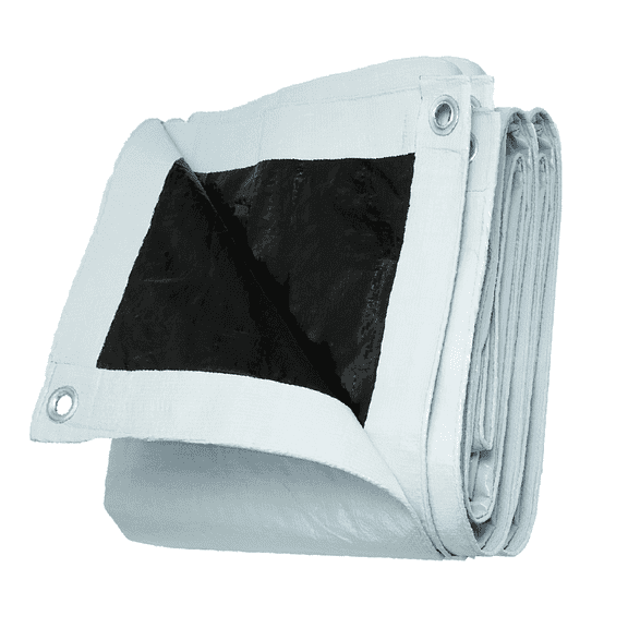 UCINNOVATE 10 x 13 ft Heavy Duty White/Black Plastic Tarp with Grommets, 14 Mil Thick Waterproof Tarp Outdoor Poly Cover Shade for Shed Canopy Tent Boat RV Camping Patio Porch
