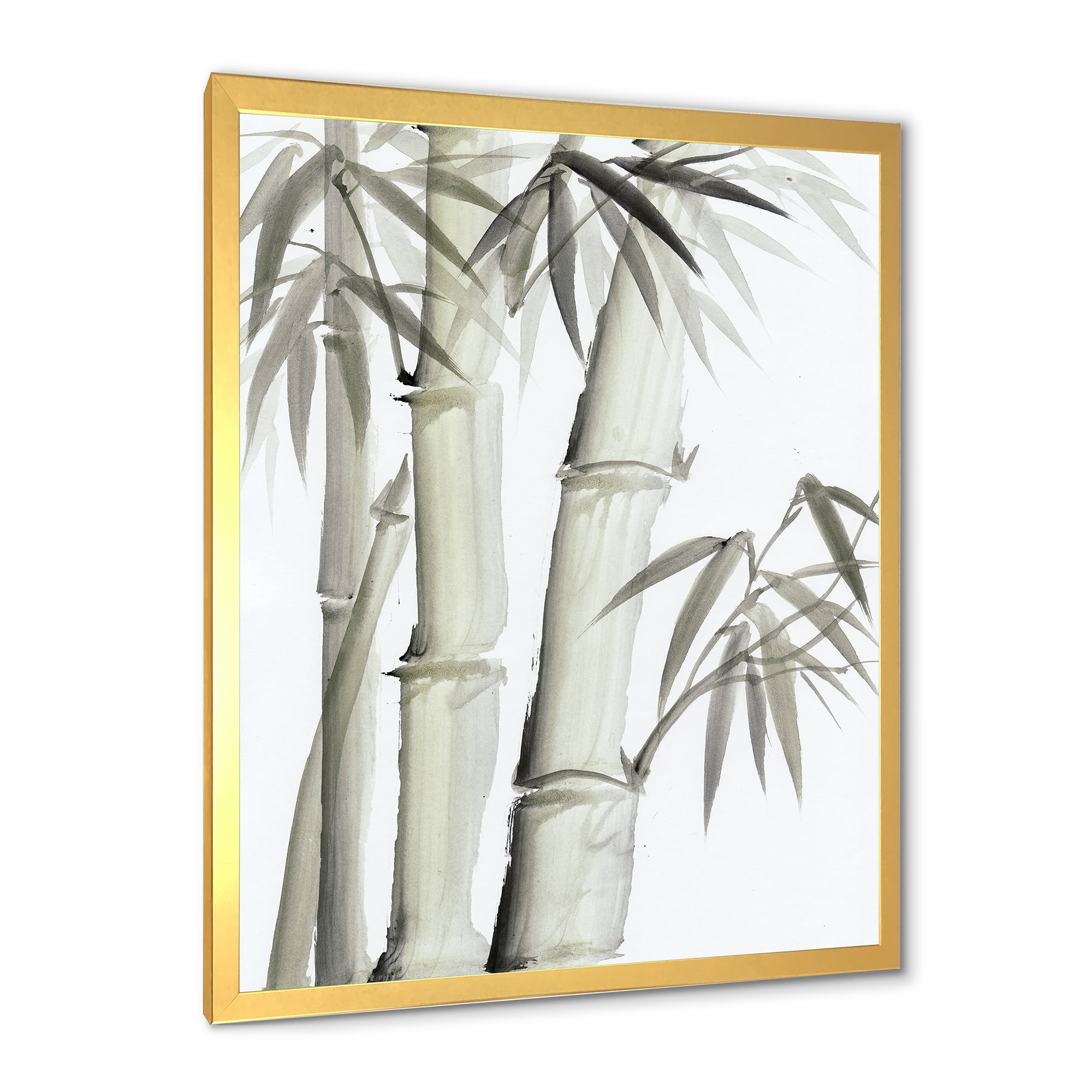 Designart 'Vintage Black and White Bamboo V' Lake House Framed Art Print