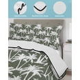 thumbnail image 4 of Quilts Queen Size Bedding Set, Dark Green Palm Tree Summer Lightweight Quilted Comforter, Beach Tropical Botanical Soft Reversible Bedspread Coverlet with Pillow Covers for All Season, 90" x 96", 4 of 7