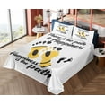 thumbnail image 4 of Ambesonne Emoji Fitted & Top Sheet Set with Shams, There is No Path to Happiness, Mustard Black and Off White, 4 of 5