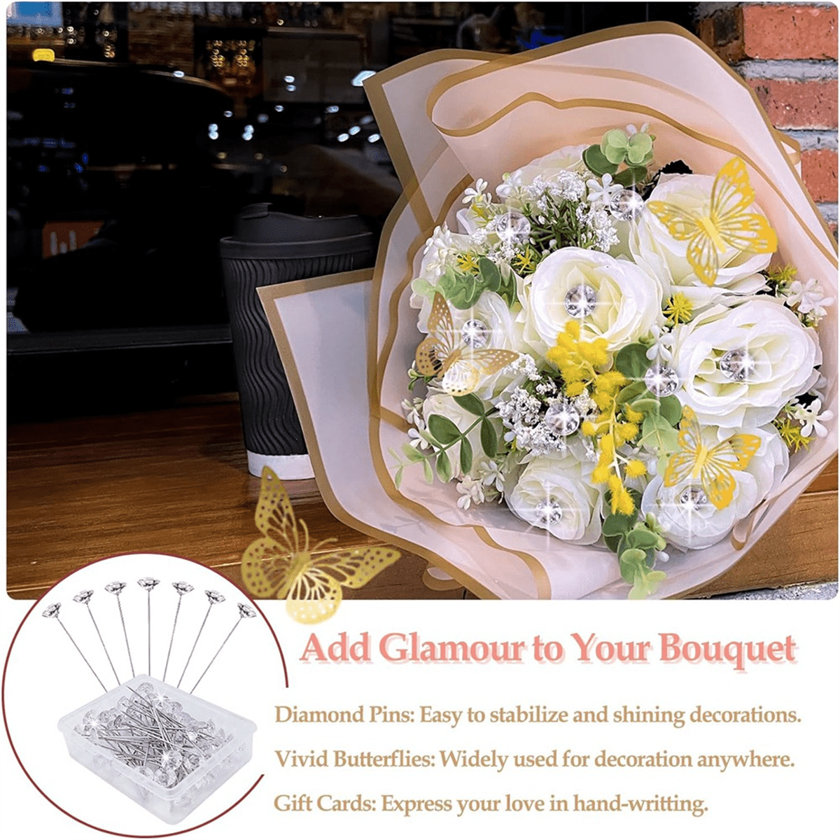 Papier d'Emballage Floral pour Décoration de la Maison, Mini Rouleau, Fleurs Blanches, Papier d'Emballage Cadeau pour Anniversaire et Mariage