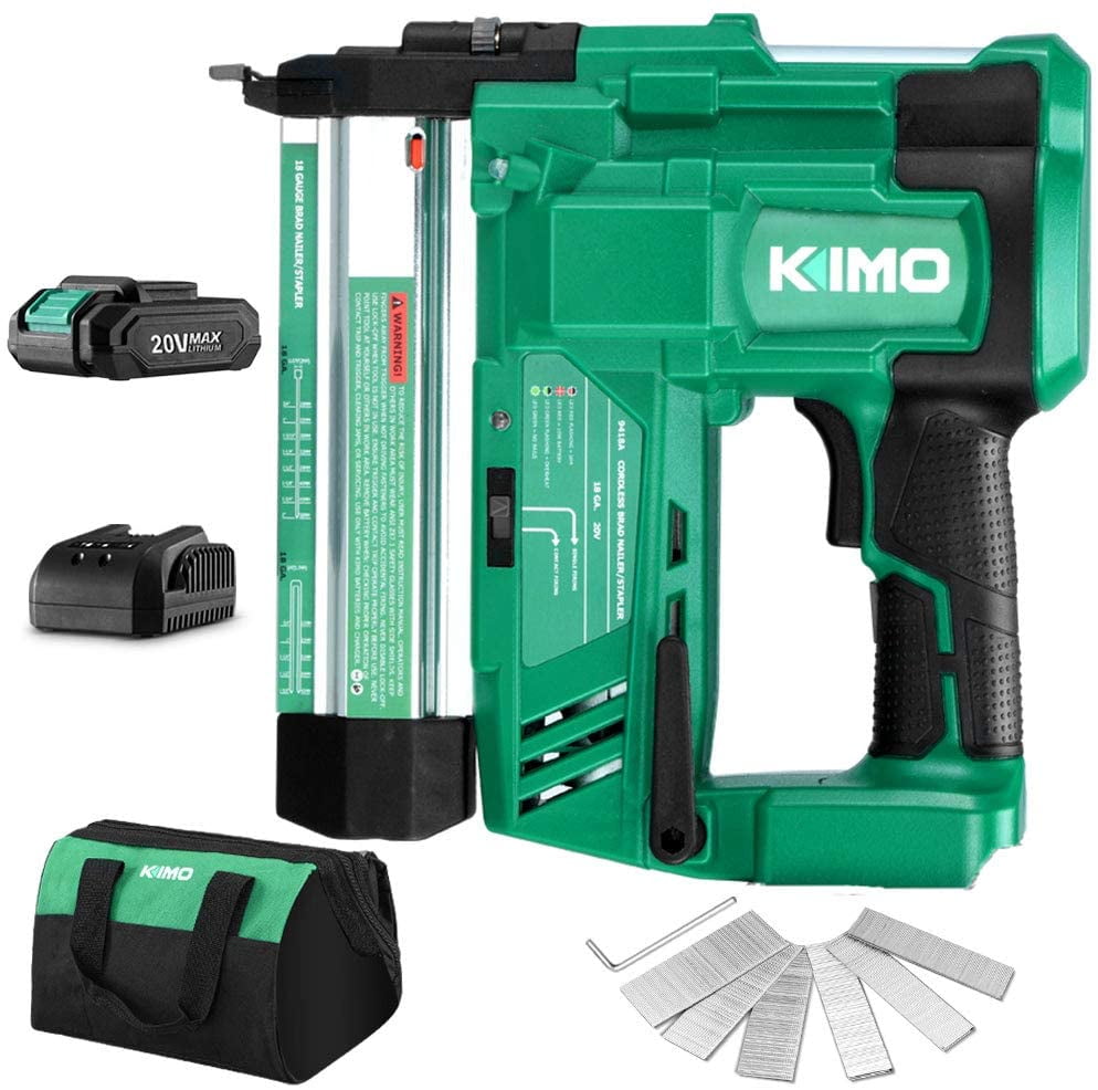 KIMO 20V 18 Gauge Cordless Brad Nailer/Stapler, 2 in 1 Cordless Nail