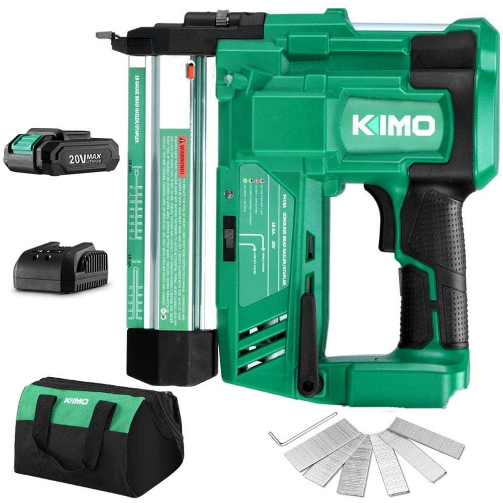KIMO 20V 18 Gauge Cordless Brad Nailer/Stapler, 2 in 1 Cordless Nail