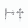 thumbnail image 3 of SilverCloseOut Traditional Cross, Sterling Silver, Christian Earrings for Women, 0.51in, 3 of 5