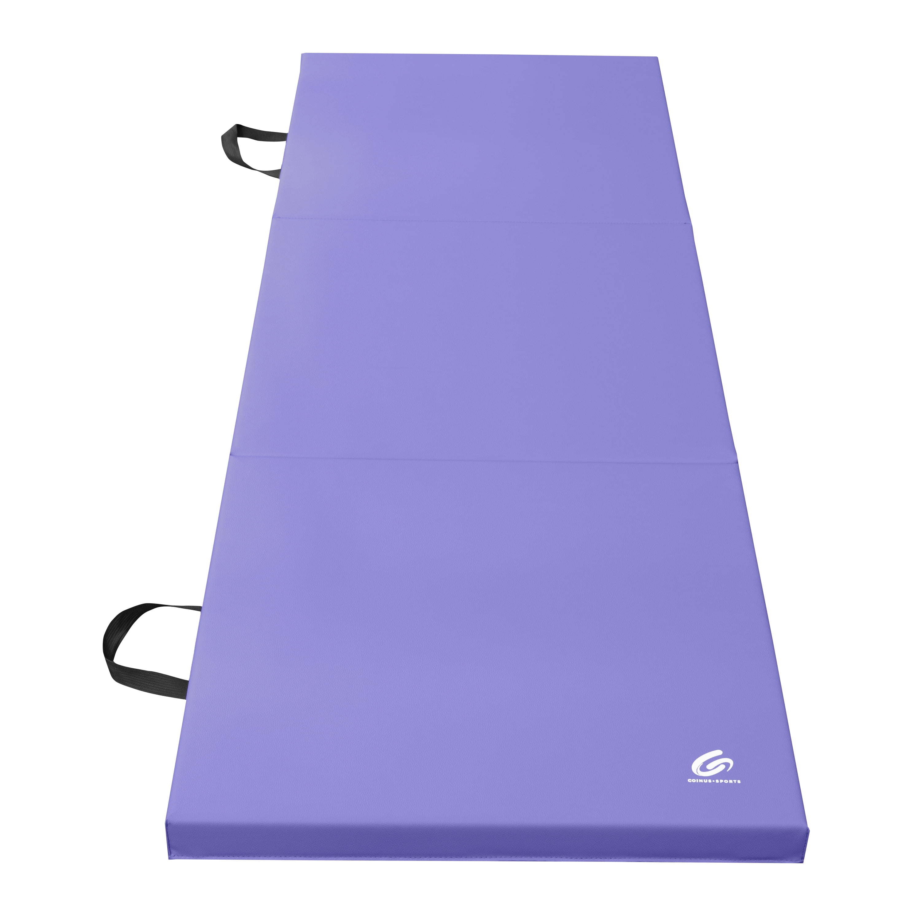 Coinus Sports Tri-Fold Gymnastics Exercise Mat with Handles, 6' x 2' x 2", Purple