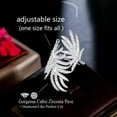 thumbnail image 4 of One Size Fits White Gold Plated CZ Long Feather Finger Ring Fashion Jewellery, 4 of 9