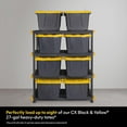 thumbnail image 3 of CX Black & Yellow®, 4-Tier Heavy Duty Plastic Storage Shelving Unit, 200lbs/shelf (55”H x 48”W x 20”D), for Indoor/Outdoor Organization, Modular Rack, 3 of 12
