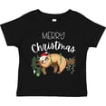 thumbnail image 3 of Inktastic Merry Christmas Cute Sloth with Santa Hat and Lights Boys or Girls Toddler T-Shirt, 3 of 5