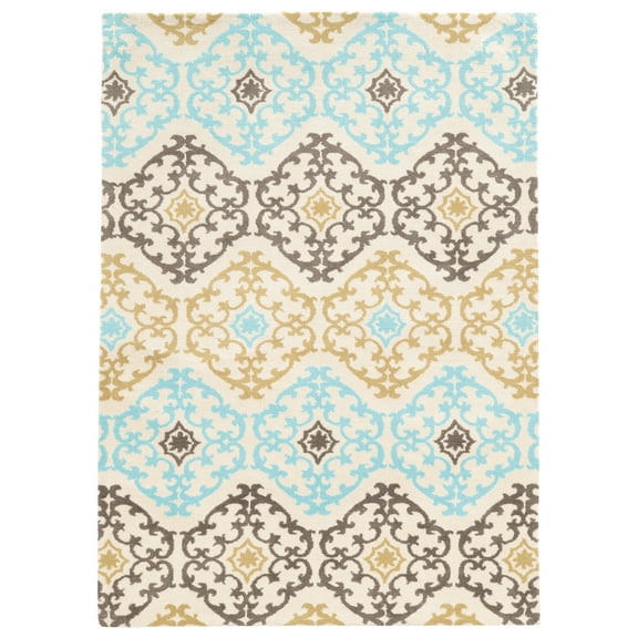 Geo Marli 8x10 Rug Grey Aqua Handtufted Microfiber Geometric Design Soft