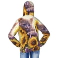 thumbnail image 4 of Cauagu Daisy Sunflower Lazy Cat Print Sun Protection Jacket for Teen,Full-Zipper Long Sleeve Sun Shirts with Pockets UV Hoodie Shirts Outdoor Athletic Jacket-XX-Large, 4 of 7