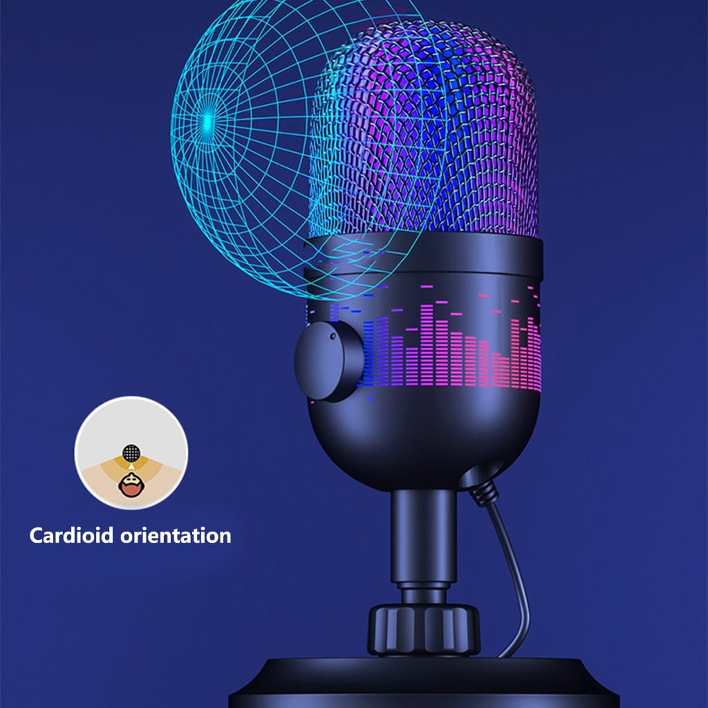 USB Microphone Podcasting Microphones for PC Computer Gaming with LED Lighting Great for Streaming and Recording
