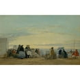 thumbnail image 2 of Eugène Boudin 18x13 Gold Ornate Wood Frame and Double Matted Museum Art Print Titled - On the Beach, Sunset (1865), 2 of 4