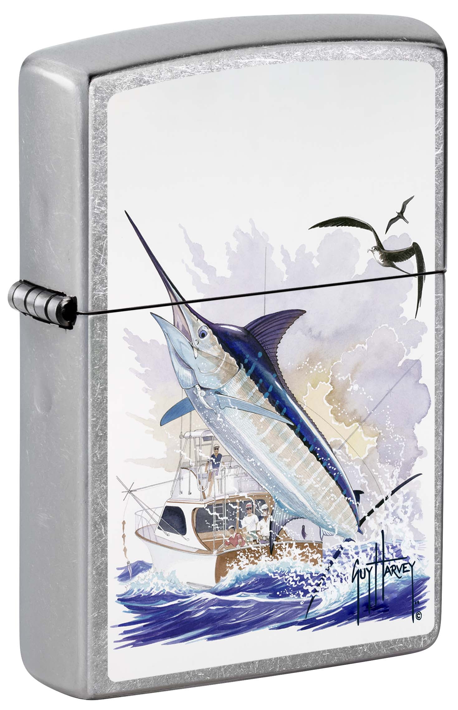 Zippo Lighter: Marlin Fishing by Guy Harvey - Street Chrome 80964