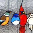 thumbnail image 2 of 24.5 Inches Rectangular Window Panel with Bird and Cage Design, Multicolor, 2 of 3