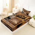 thumbnail image 4 of Castle Fairy Jungle Mountain Deer Twin Sheets 3pcs,Vintage Rustic Cabin Bedding,Natural Black Brown,1 Fitted Sheet, 1 Flat Sheet and 1 Pillowcase, 4 of 6