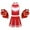 Red, variant on YONGHS Girls Cheer Leader Uniform Halloween Party Cheerleading Crop Top with Skirt Pompoms Red 12