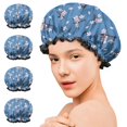 thumbnail image 7 of Shower Caps,Pioneer Flower Floral Print Pattern Waterproof Shower Cap for Women 4 Pieces,Double Reusable Hair Cover for Shower PEVA Elastic Stretch Hem, 7 of 7
