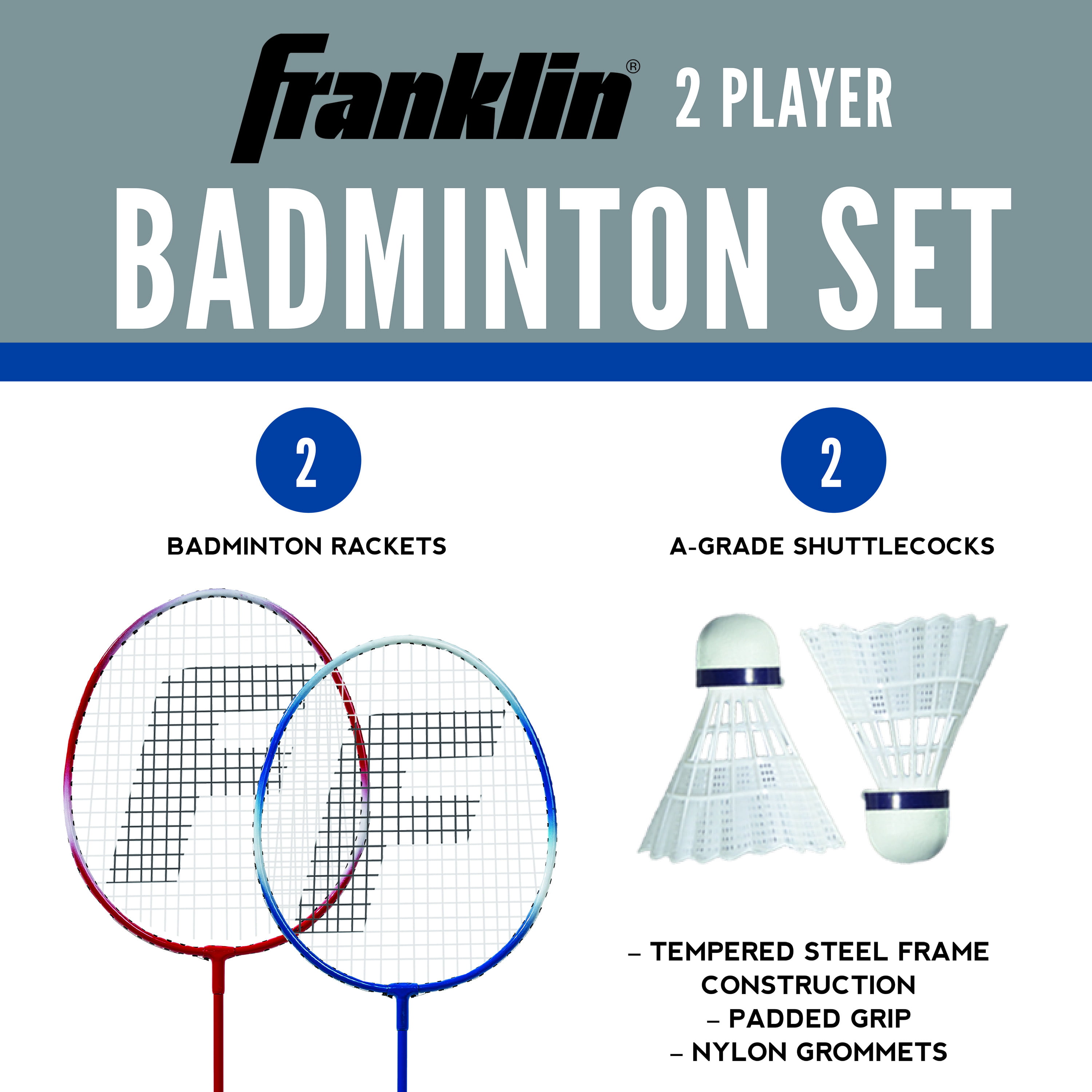 Sports 2 Player Badminton Racquet Set One Size Red White Blue NEW 