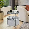 thumbnail image 5 of CERBIOR Round Side End Table, Modern Nightstand with Fabric Basket, Gray, 5 of 8