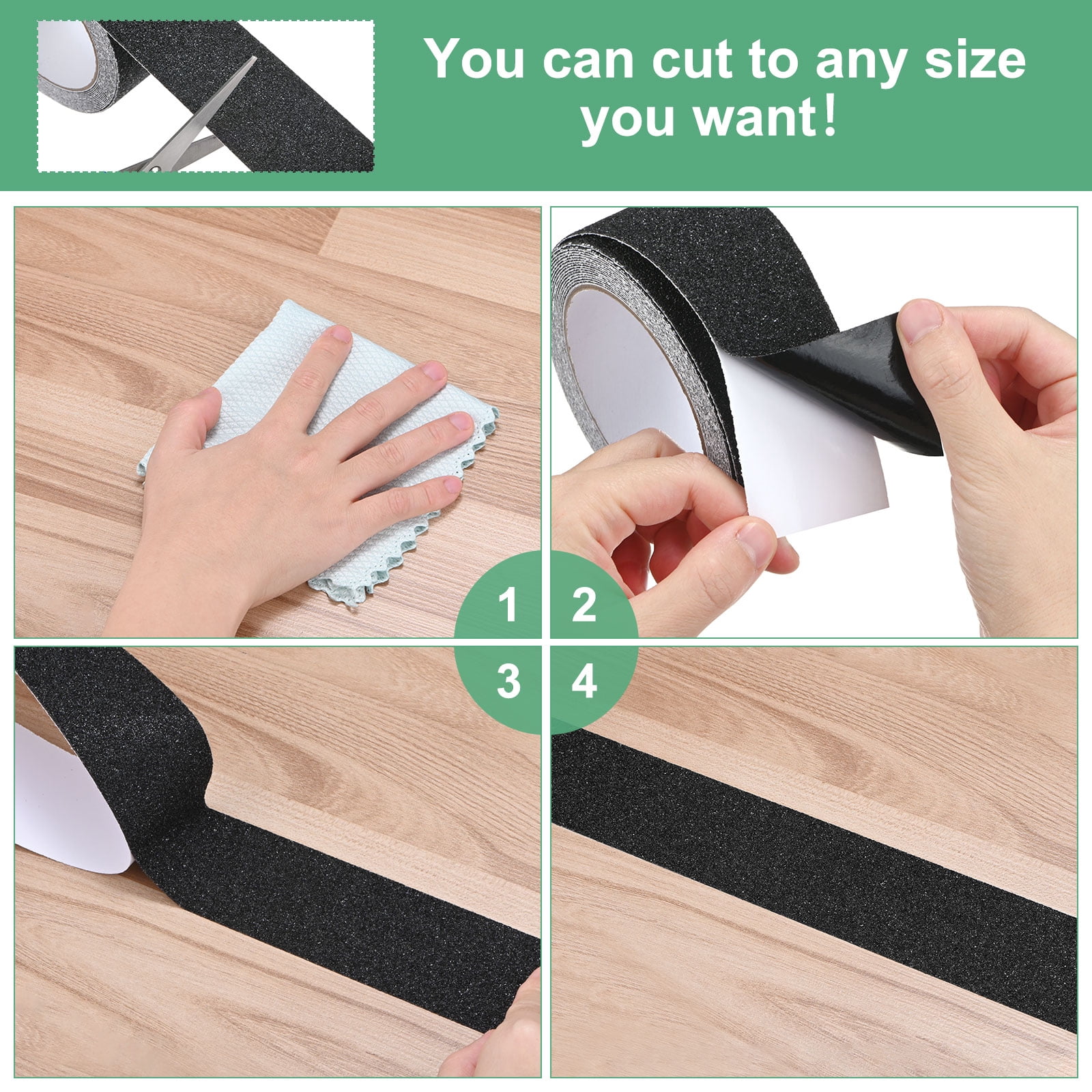 1-Pack Grip Tape, 2Inch x 49.2ft/50mm x 15m Friction Tape for Stair/Indoor/Outdoor Floor Tape [Black]