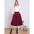 thumbnail image 4 of DARING DIVA Women's High Waist A Line Midi Skirts with Pockets Small Burgundy, 4 of 6