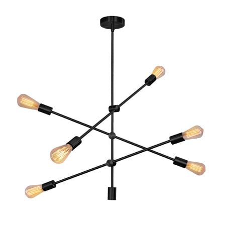 

Black Industrial Chandelier Mid Century Pendant 6 Lights Modern Pendant Lighting Ceiling Light Fixture for Living Room Bedroom Dining Room