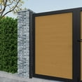 thumbnail image 6 of Mondaria Wood Plastic Privacy Double Fence Gate 6ft(H) x 8ft(W), Metal Frame with Knob Kits, Durable Composite Outdoor Gate,Yellow Teak, 6 of 8