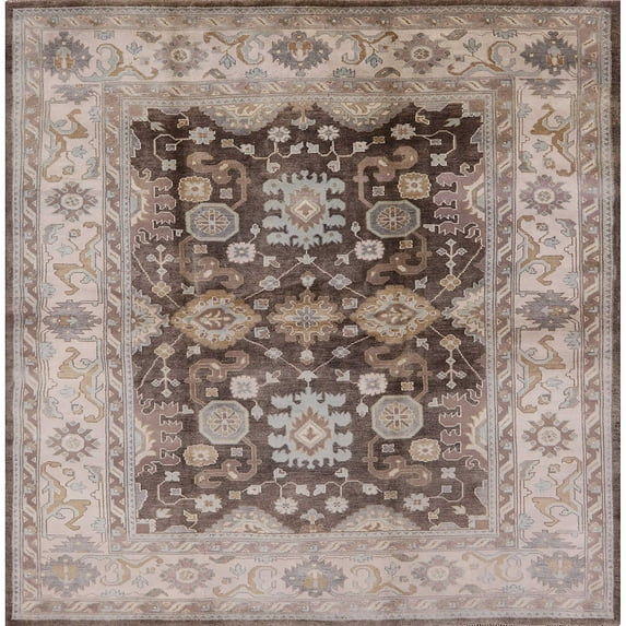 Ahgly Company Indoor Square Mid-Century Modern Brown Oriental Area Rugs, 8' Square