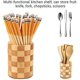 thumbnail image 2 of Soporte de utensilios de bambú para utensilios de bambú, soporte para palillos de bambú, soporte para cocina, soporte para cuchara, tenedor, cuchillo, organizador de herramientas Feliz Sencillez, 2 of 5