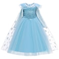 thumbnail image 2 of Vestido de princesa con capa larga de malla y lentejuelas de manga larga para niños, 2 of 5