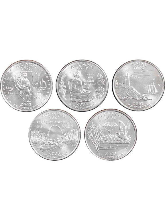 2003 D State Quarter 5 Coin Set BU Uncirculated Mint State 25c Collectible