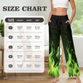 thumbnail image 7 of Psesaysky Women's Wide Leg Pants with Pockets High Waist Adjustable Knot Loose Casual Trousers Business Travel Casual Pants (Green Flame Print), Size M, 7 of 7