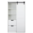 thumbnail image 4 of 71'' High Wardrobe Closet,Freestanding Sliding Barn Door,Bedroom Storage Cabinet with Hanging Rod & 2 Drawers &  Wooden Storage Shelves, for Cloakroom Apartment, 4 of 8