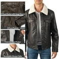 thumbnail image 4 of Alpine Swiss Aaron Mens Trucker Jacket Sherpa Collar Vegan Leather Warm Casual Coat, 4 of 8