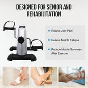 Mini Exercise Bike, Under Desk Bike Pedal Exerciser porable Foot Cycle Arm & Leg Peddler Machine with LCD Screen Displays,Silver