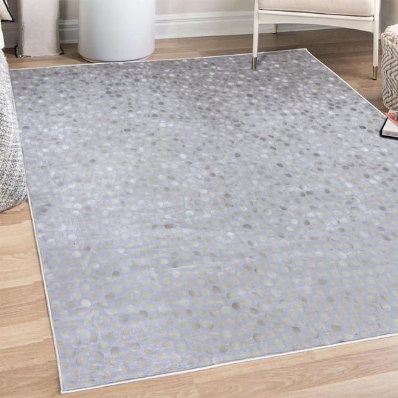Geometric Decorative Rug, Small Dot Tiles Shape Simple Classical Creative Design, Quality Carpet for Bedroom Dorm and Living Room, 6 Sizes, Pale Ceil, by Ambesonne