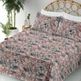 thumbnail image 3 of Ambesonne Vintage Fitted & Flat Sheet with Shams 4 Pcs Set, Overlapped Field Flowers, Full, Pale Maroon and Dark Teal, 3 of 5