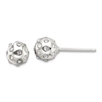 925 Sterling Silver Polished Cubic Zirconia 6.5mm Ball Stud Earrings 6.5x6.5mm Wide Ball Earring for Women
