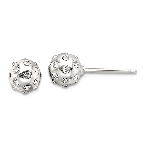 925 Sterling Silver Polished Cubic Zirconia 6.5mm Ball Stud Earrings 6.5x6.5mm Wide Ball Earring for Women