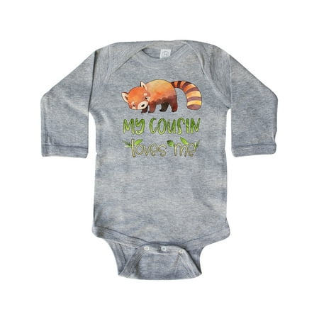 

Inktastic My Cousin Loves Me Cute Red Panda Gift Baby Boy or Baby Girl Long Sleeve Bodysuit