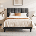 thumbnail image 2 of Yaheetech Full Size Upholstered Platform Bed with Square Tufted Headboard, Dark Gray, 2 of 7