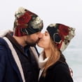 thumbnail image 5 of Easygdp Gothic Skull With Roses Winter Beanie for Men Women Beanie Knit Hat Cuffed Cap Beanie Knit Chunky Snow Cap, 5 of 6