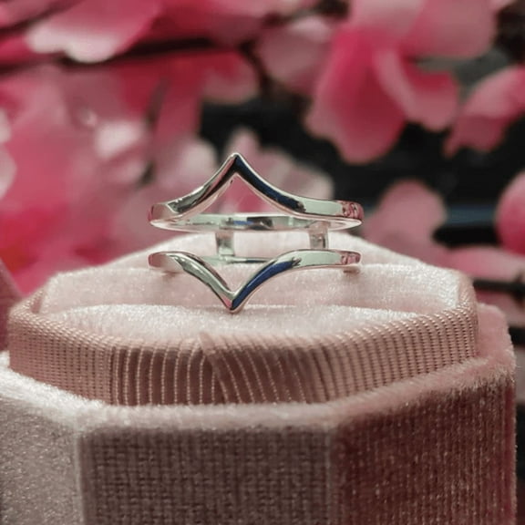 Plain Enhancer Guard Wedding Band- Double Curved Stacking Ring- 925 Sterling Silver