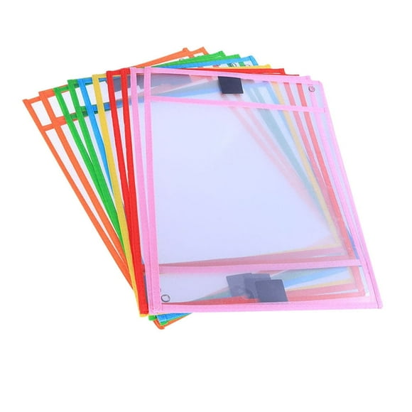 8Pcs Dry Erase Sleeves Office Dry Erase Pockets PVC File Bag Erasable File Holder