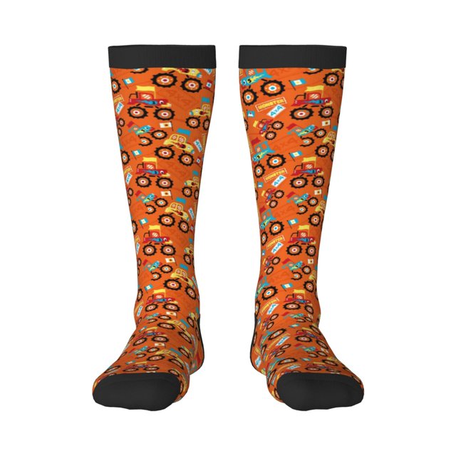 Fotbe Monster Truck,Truck Cartoon Calcetas Divertidas Estampadas para Hombre y Mujer, Calcetas de Algodón hasta la Rodilla para Caminar, Correr, Enfermería y Embarazo