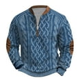 thumbnail image 1 of Penkiiy Chandails Western pour Hommes à Motif, Chandail à Quart de Glissière pour Hommes, Chandails d'Automne 2024, 3TG, Bleu, 1 of 3