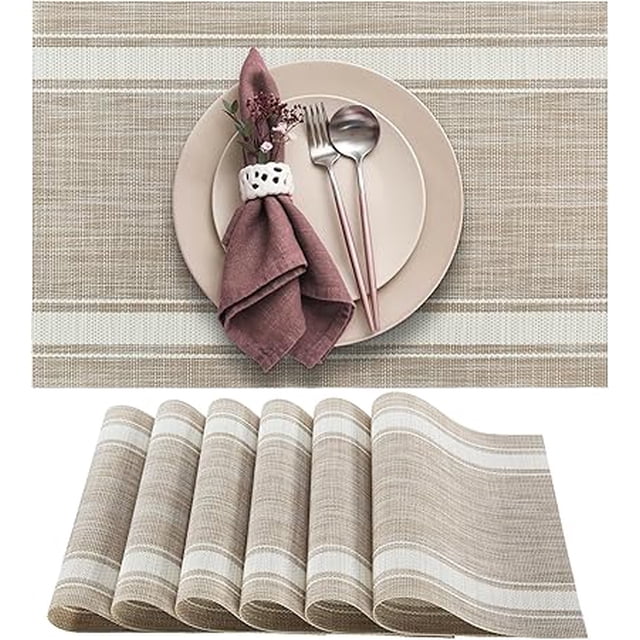 Xtellar Manteles Individuales color beige para Mesa 6 Piezas, Tapetes para Mesa de Comedor Antideslizante, Resistente al Calor, Individuales para Mesa