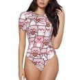 thumbnail image 2 of Picia Kawaii Pig Womens One Piece Swimsuits Modest Tummy Control Bathing Suits Lace Up Slimming Swim Suit-X-Large, 2 of 9