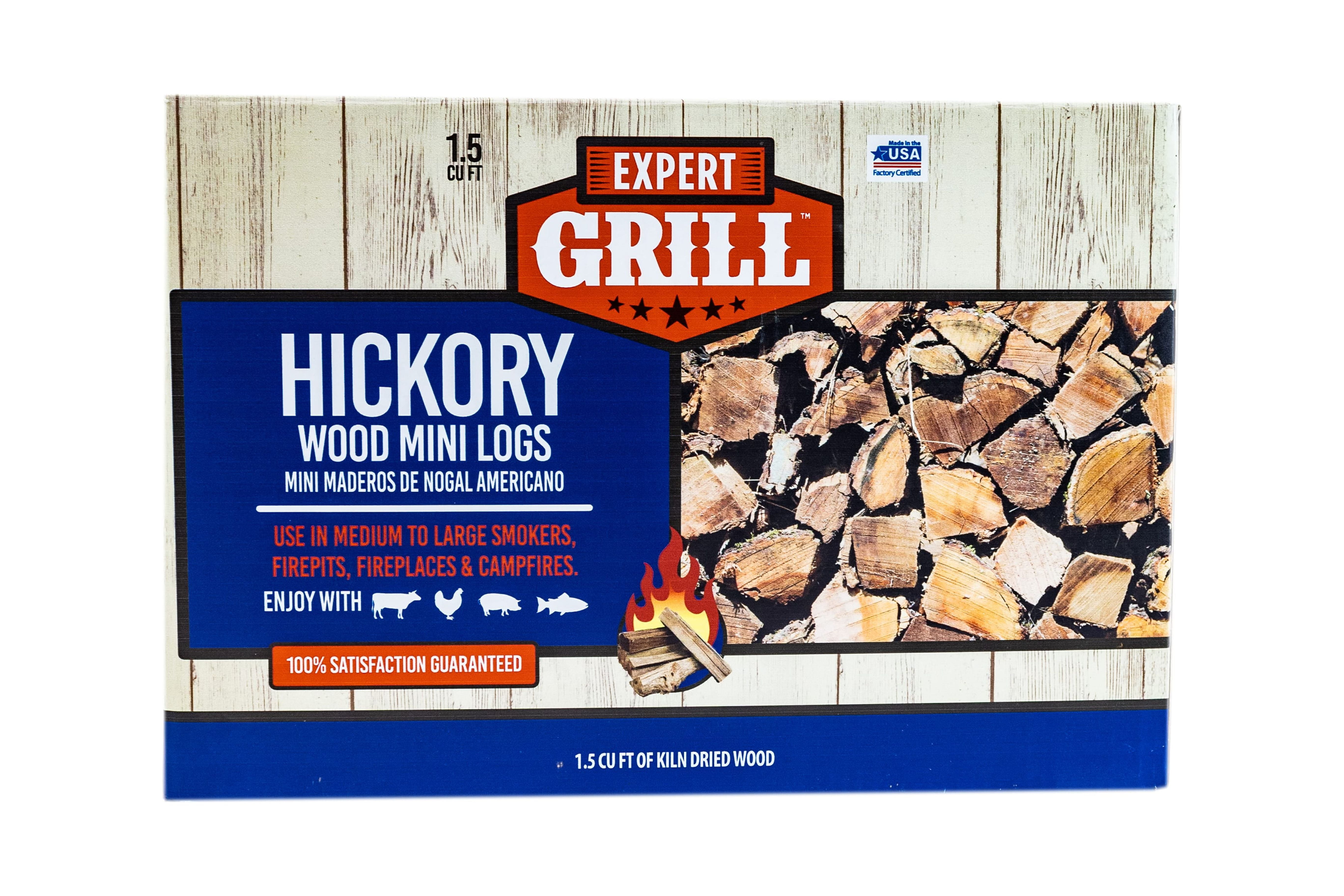 (2 pack) Expert Grill Hickory Wood Mini Smoking Logs, 1.5 Cubic feet